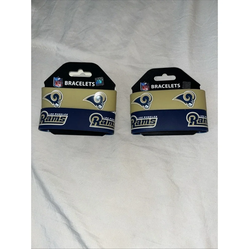 Los Angeles Rams 4 Pack Bracelet Wrist Bands Set Rubber PVC Type FREESHIP